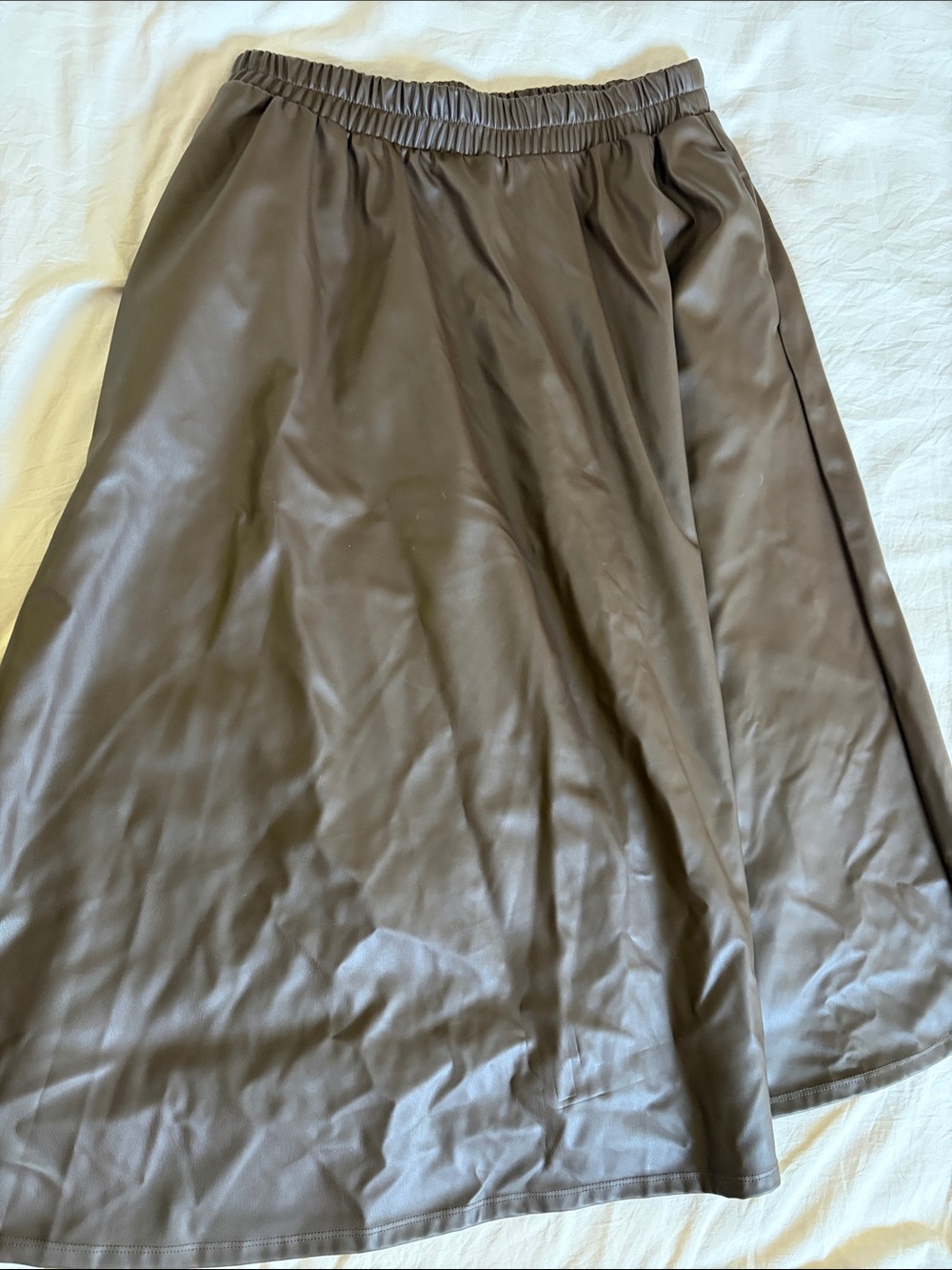 a new day Brown Faux Leather A-Line Skirt